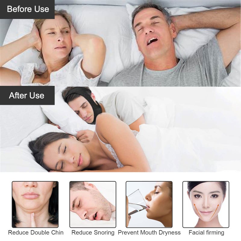 Gihunk Chin Strap - Chin Strap for Cpap Users, Cpap Chin Strap, Anti Snoring Chin Strap, Chin Strap for Snoring, Breathable Comfortable Cpap Chin Straps for Men and Women, Extension Strap(Grey) - Image 5