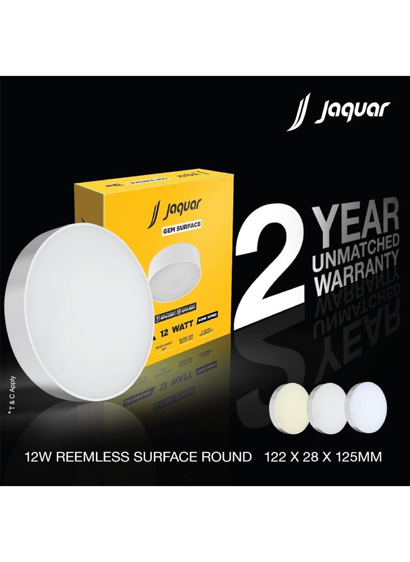 Jaquar 12W LED Gem Trimless Round Surface Mount Down Light No False Ceiling Required Warm Light3000K Pack of 4