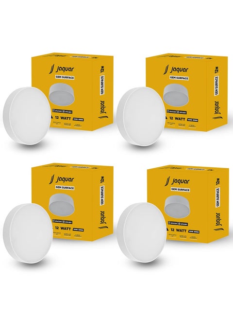 Jaquar 12W LED Gem Trimless Round Surface Mount Down Light No False Ceiling Required Warm Light3000K Pack of 4