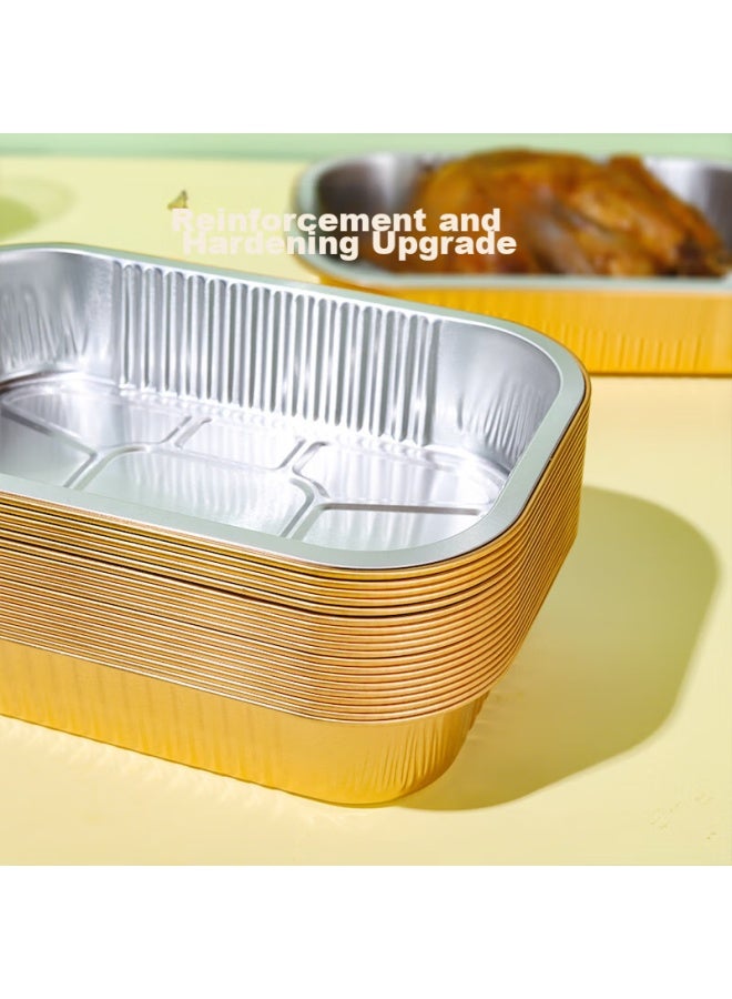 Faxilon Faxi Long Thick Tin Foil Box, 930ml*10 With Lids, Disposable Food Containers, Outdoor Baking Oven Aluminum Foil Takeout Boxes - Image 4