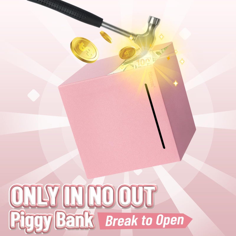 Hicocool Piggy Bank for Adults Must Break to Open, Unbreakable Stainless Steel Money Saving Box (Pink, Palm Size) - Image 5