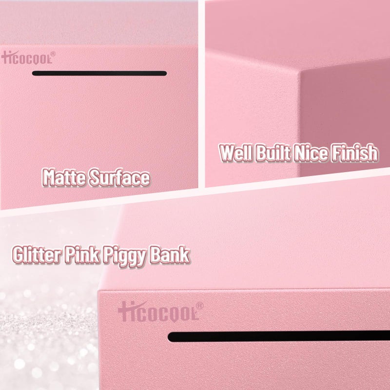 Hicocool Piggy Bank for Adults Must Break to Open, Unbreakable Stainless Steel Money Saving Box (Pink, Palm Size) - Image 3