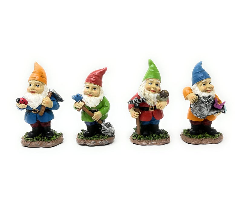 Natures Mark 4 Gardener Gnomes Set Resin Statue Figurine Home Decorative Accent Statue Dcor 4 H