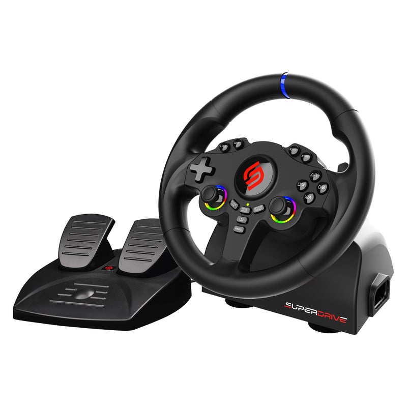 SUBSONIC Superdrive 220 RS5 Steering Wheel compatible PS5 Racing Wheel with Dual Joysticks Pedals and Paddles 22 cm Diameter 180 Rotation Compatible with PS5 and PC Black - Image 2