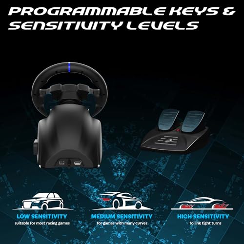 SUBSONIC Superdrive 220 RS5 Steering Wheel compatible PS5 Racing Wheel with Dual Joysticks Pedals and Paddles 22 cm Diameter 180 Rotation Compatible with PS5 and PC Black - Image 3