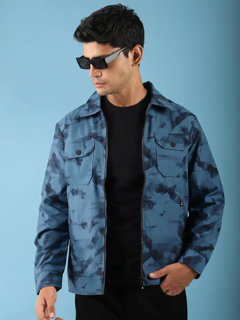 Blue Marble Print Jacket