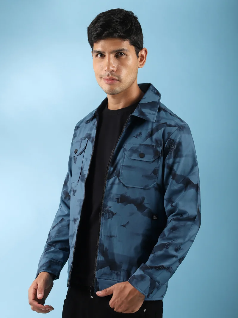 Beyoung Blue Marble Print Jacket