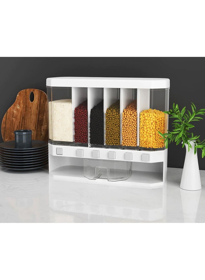 DubaiGallery Wall-Mounted Dry Food 6-Grid Cereal Food Storage Container - Image 1