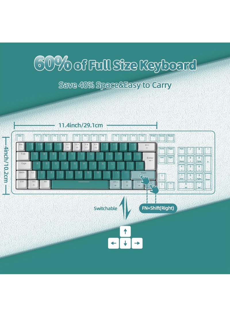 Joshberg - T60 Wired 60% TKL Mechanical Gaming Keyboard with Led Rainbow Backlight Ultra-Compact NKRO Tactile Clicky Blue Switch Dual-Color ABS Keycap - Image 1