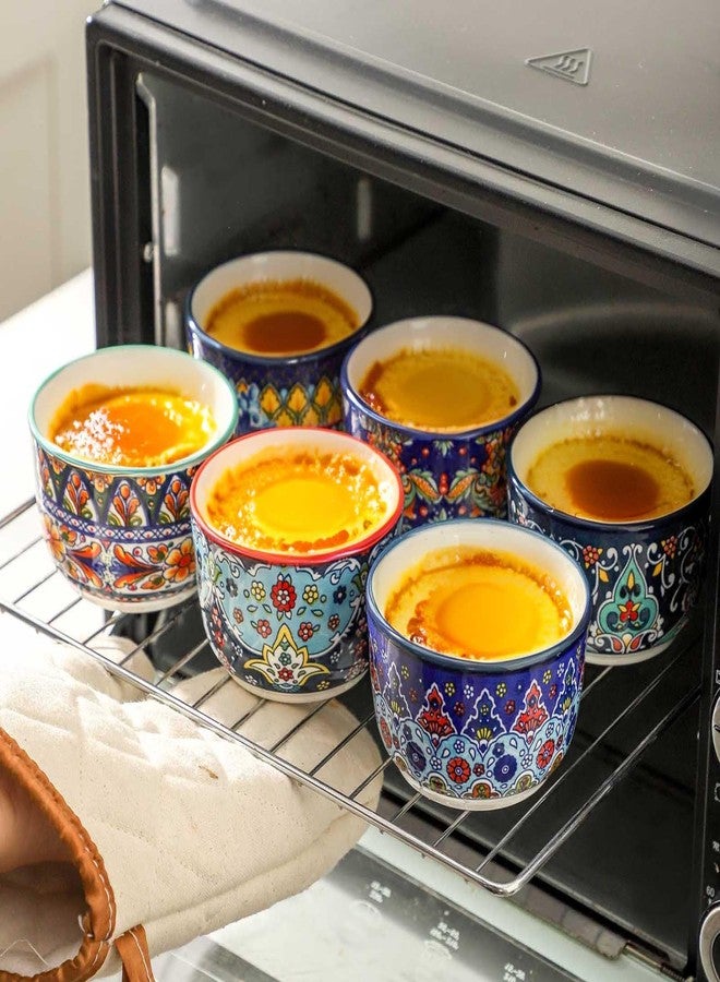 Glowworm 8 Oz Ramekins Set of 6, Ceramic Creme Brulee Ramekins, Colorful Souffle Dishes for Snacks, Ice Cream, Pudding Custard Cups for Baking, Oven & Dishwasher Safe, Bohemian - Image 5