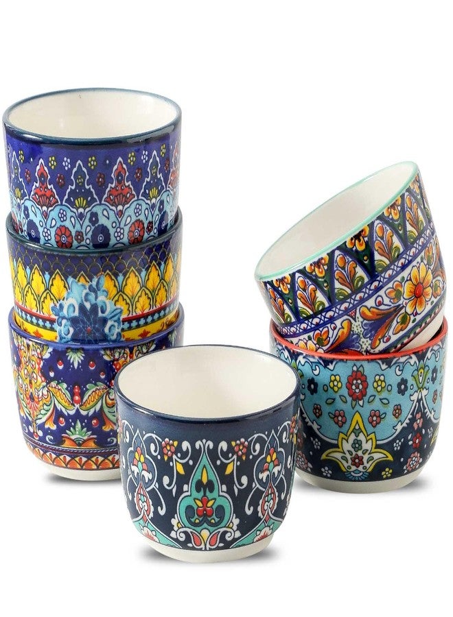 Glowworm 8 Oz Ramekins Set of 6, Ceramic Creme Brulee Ramekins, Colorful Souffle Dishes for Snacks, Ice Cream, Pudding Custard Cups for Baking, Oven & Dishwasher Safe, Bohemian - Image 1