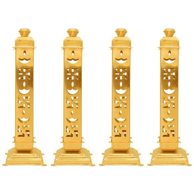 STAINLESS STEEL INCENSE STICK HOLDER WITH ASH CATCHER IDEAL FOR HOME OFFICE TEMPLE USE AGARBATTI STAND INCENSE STICK HOLDER HANDCRAFTED IN INDIA SET OF 4 GOLD