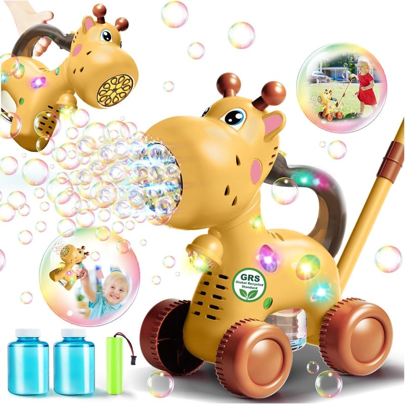 Nicmore Automatic Bubble Machine Toddler Toys Giraffe Bubble Lawn Mover Outdoor Toy for 1 2 3 4 5 Year Old Boy Girl Push or Handheld Bubble Maker Blower for Age 13 Kids Birthday Gifts - Image 2