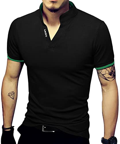 LOGEEYAR Mens Short-Sleeve Slim Fit Cotton Pique Polo Shirt,Medium,1-black - Image 1