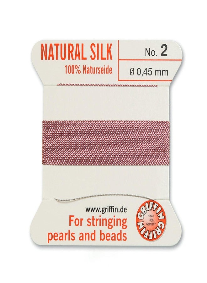 Griffin natural silk thread for stringing pearls and beads Size #2 Dark Pink - Image 2