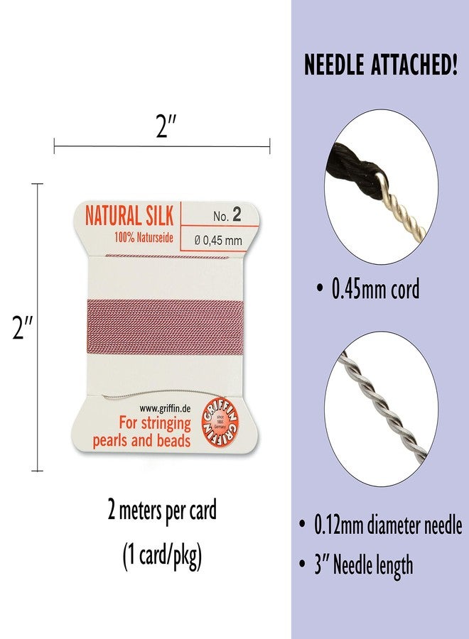 Griffin natural silk thread for stringing pearls and beads Size #2 Dark Pink - Image 5