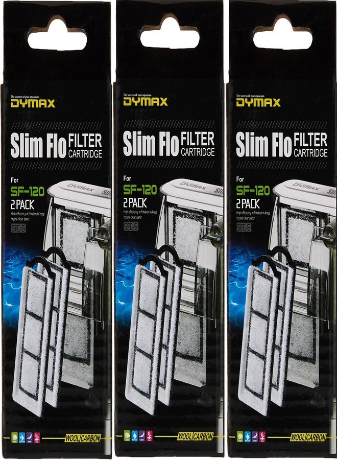 ديماكس خرطوشة فلتر بديلة من دايمكس لفلتر حوض السمك Slim FLO SF-120 المعلق على الظهر (3 علب = 6 خراطيش إجمالاً)