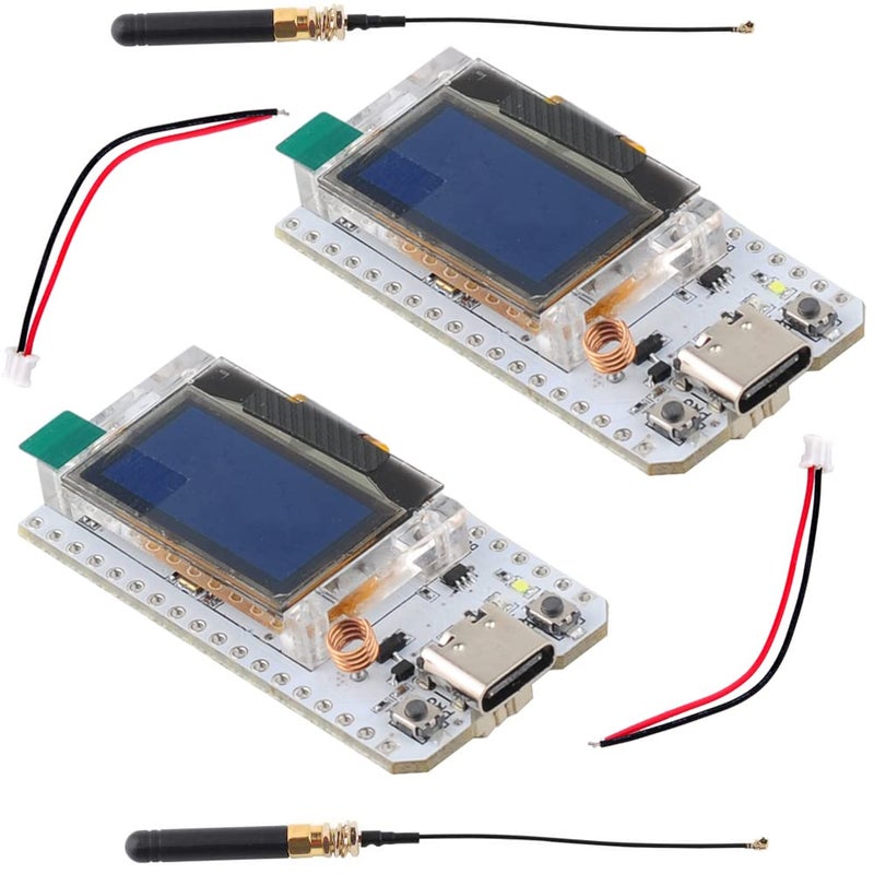 لوحة DIYmalls 915MHz LoRa ESP32 OLED V3 + هوائي LoRa U.FL إلى SMA لـ Meshtastic LoraWan IOT (عبوة من 2) ، غير متوافقة مع Heltec LoRa 32 V2