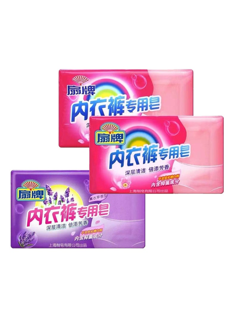 Underwear soap, 180g*3, special soap for washing underwear and underpants, cleaning socks, Laundry soap, pink and purple color separation, hygienic and non-mixed washing, Deep Cleaning, Antibacterial Formula, Floral Scent - Image 1