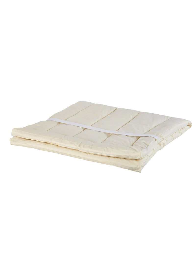 Sleep & Beyond Sleep  Beyond My Topper Wool Mattress Topper  Year Round Comfort Cotton Percale Cover  Washable Breathable Pressure Relief Long Lasting Cozy Sleep  Ivory  King 76x80 inch 