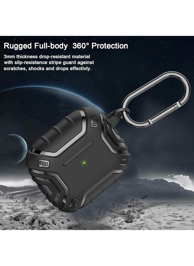 erorex - Airpods 3 Case Cover With Keychain Shockproof Full Body Protective Tpu Compatible For Airpods 3Rd Generation Case For Women Men Girls Boys Front Led Visible Black - Image 1