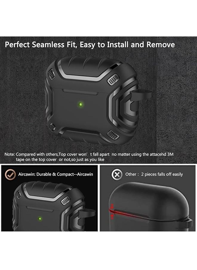 erorex - Airpods 3 Case Cover With Keychain Shockproof Full Body Protective Tpu Compatible For Airpods 3Rd Generation Case For Women Men Girls Boys Front Led Visible Black - Image 1