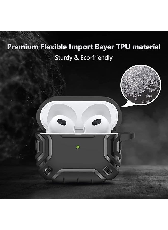 erorex - Airpods 3 Case Cover With Keychain Shockproof Full Body Protective Tpu Compatible For Airpods 3Rd Generation Case For Women Men Girls Boys Front Led Visible Black - Image 1