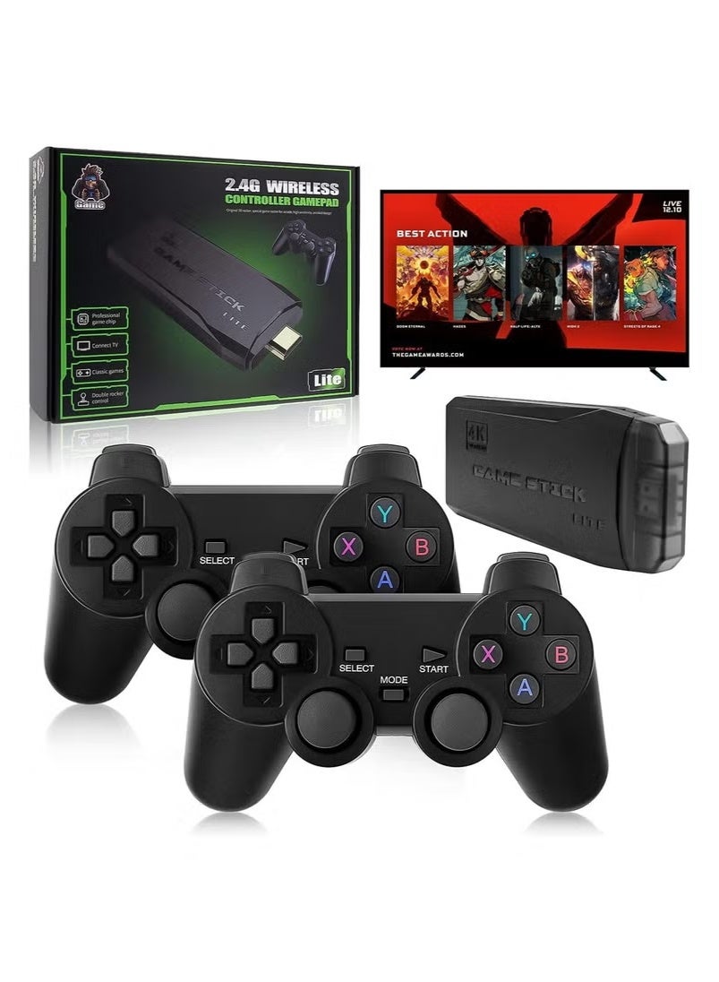 Integrated retro 4K game console with dual 2.4G wireless controllers, plug-and-play video game stick, built-in 3,500 games, 9 classic emulators, high-definition HDMI output for TV