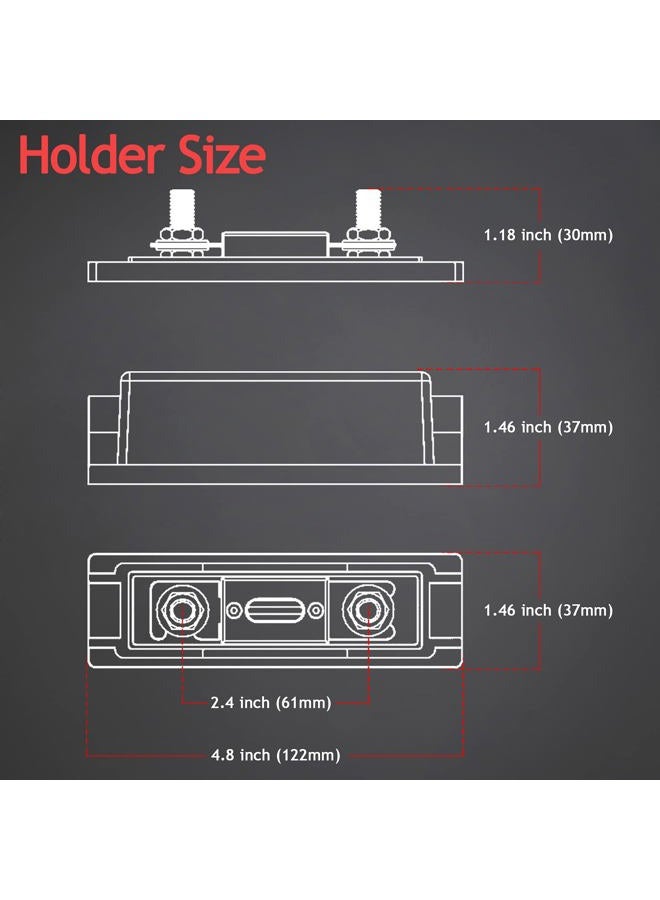 Hamolar 3 Pack 300 AMP ANL Fuse Holder Block 0/2/4/8 Gauge AWG Car Audio 300A 1/0 Zero Gauge Fuses with Box - Image 3