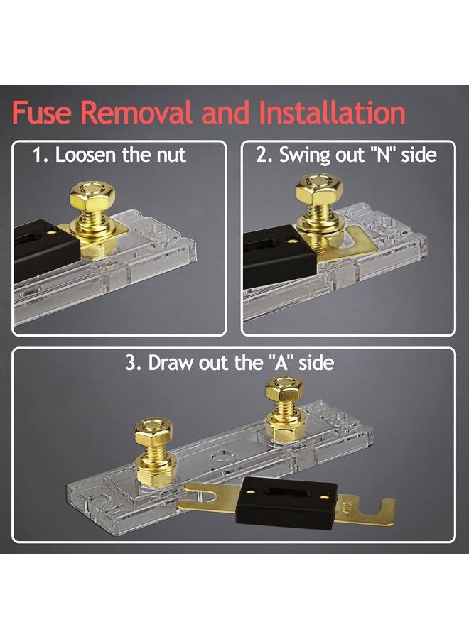 Hamolar 3 Pack 300 AMP ANL Fuse Holder Block 0/2/4/8 Gauge AWG Car Audio 300A 1/0 Zero Gauge Fuses with Box - Image 2