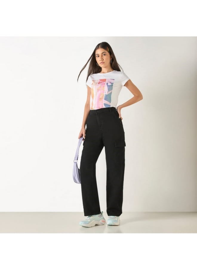 SP Characters Pink Panther Print T-shirt with Crew Neck and Short Sleeves  - Image 4