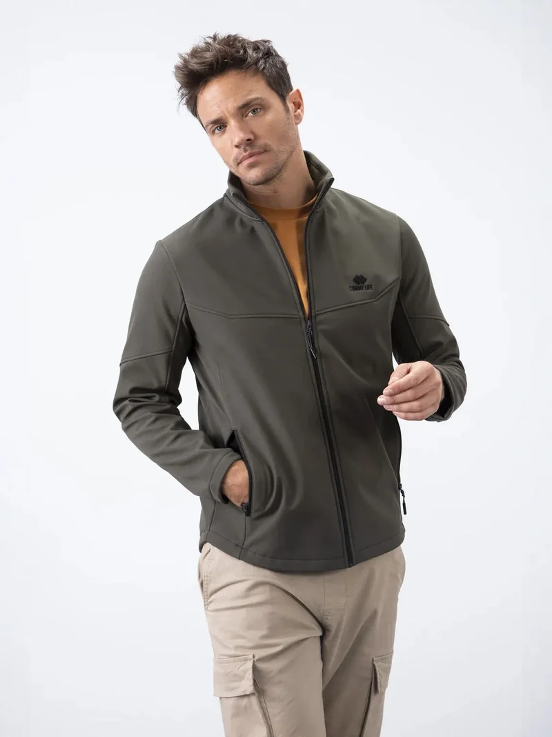 تومي لايف TOMMY Men's Solid Scuba Zip-Front Jacket