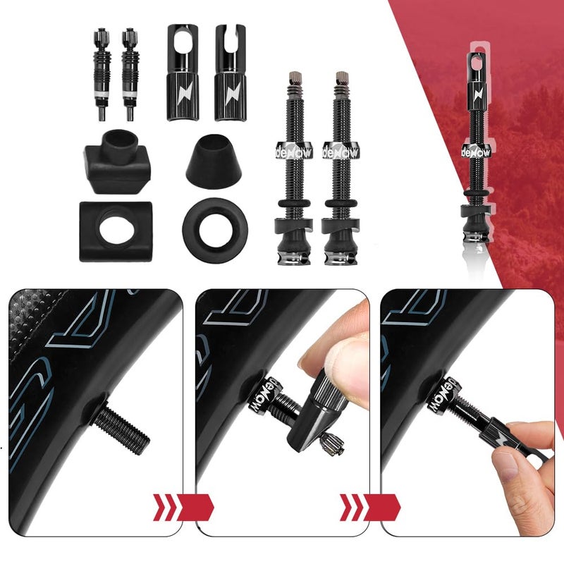Bibike RideNow Tubeless Presta Valve Stems, 45/65/85mm Tubeless Valve Stem Kit with Valve Core Remover Tool - Image 5