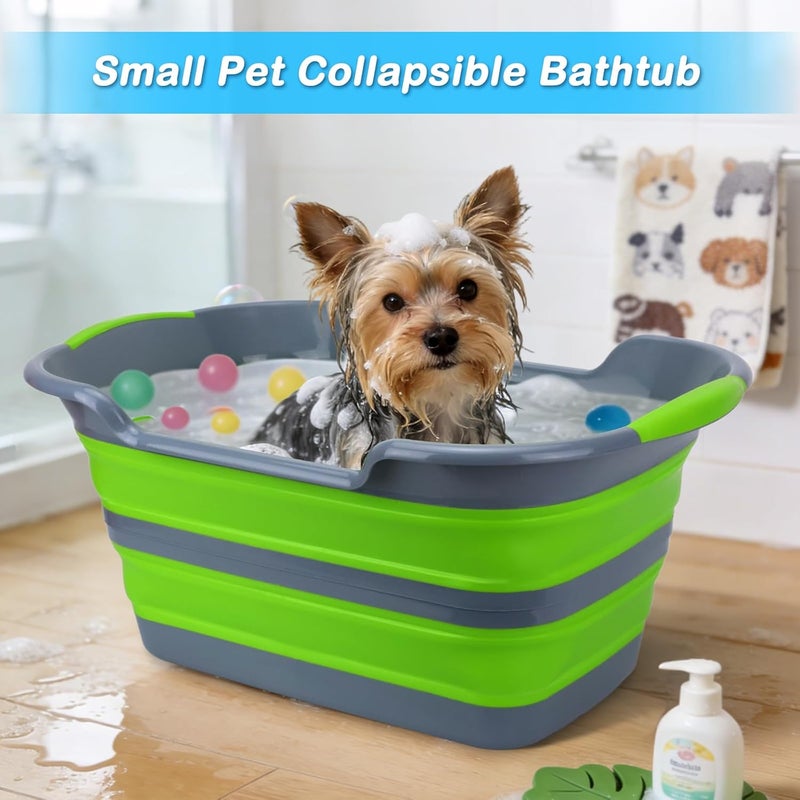 ddLUCK All season compatible build Multi-Functional Collapsible Pet Bathtub with Drainage Hole, Portable Indoor Outdoor Foldable Washing Tub Bathing Tub Small Pets Bathtub for Puppy Small Dogs Cats (Green) Connectable modular - Image 2