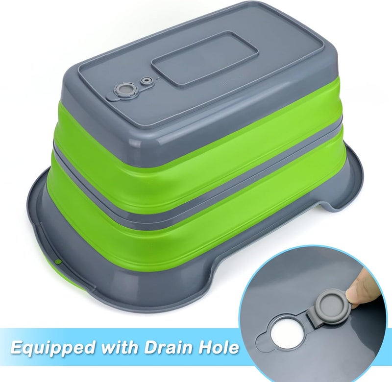 ddLUCK All season compatible build Multi-Functional Collapsible Pet Bathtub with Drainage Hole, Portable Indoor Outdoor Foldable Washing Tub Bathing Tub Small Pets Bathtub for Puppy Small Dogs Cats (Green) Connectable modular - Image 4