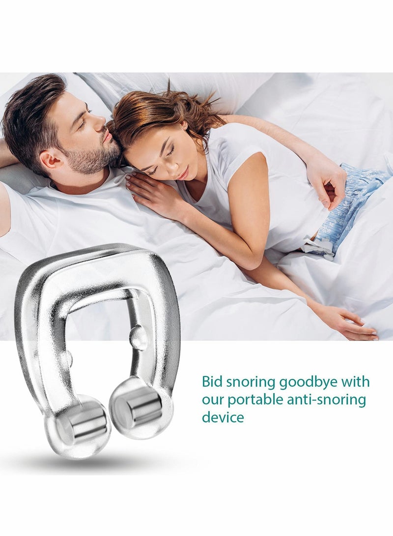 4 pcs Anti Snore Devices Silicone Snoring Nose Clip Relief Stop Stopper Mute Aids for Men or Women Magnetic Nasal Dilator Ease Breathing Comfortable Sleeping