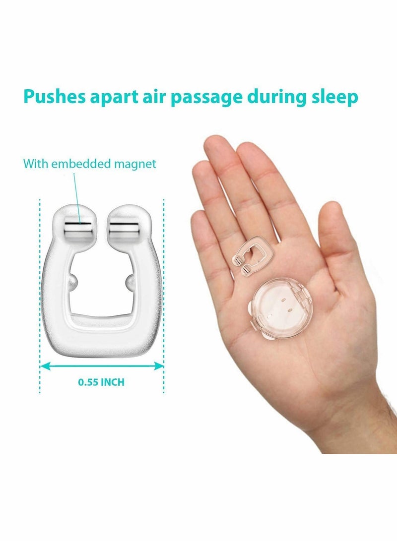 4 pcs Anti Snore Devices Silicone Snoring Nose Clip Relief Stop Stopper Mute Aids for Men or Women Magnetic Nasal Dilator Ease Breathing Comfortable Sleeping