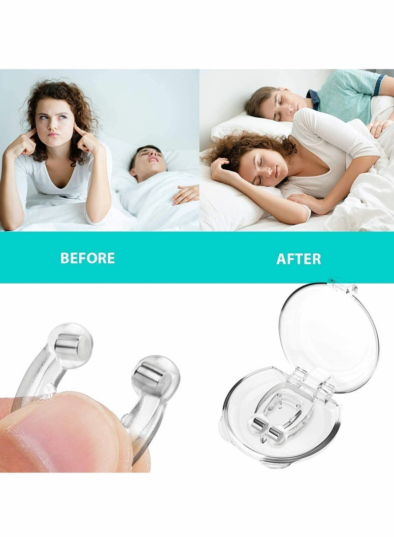 4 pcs Anti Snore Devices Silicone Snoring Nose Clip Relief Stop Stopper Mute Aids for Men or Women Magnetic Nasal Dilator Ease Breathing Comfortable Sleeping