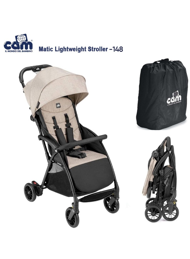 cam Easy To Carry Super Compact Folding Giramondo Stroller Beige Statue With Lightweight Adjustable Seat, Four Wheels, Aluminium Frame, 5-Point Safety Harness - Image 5