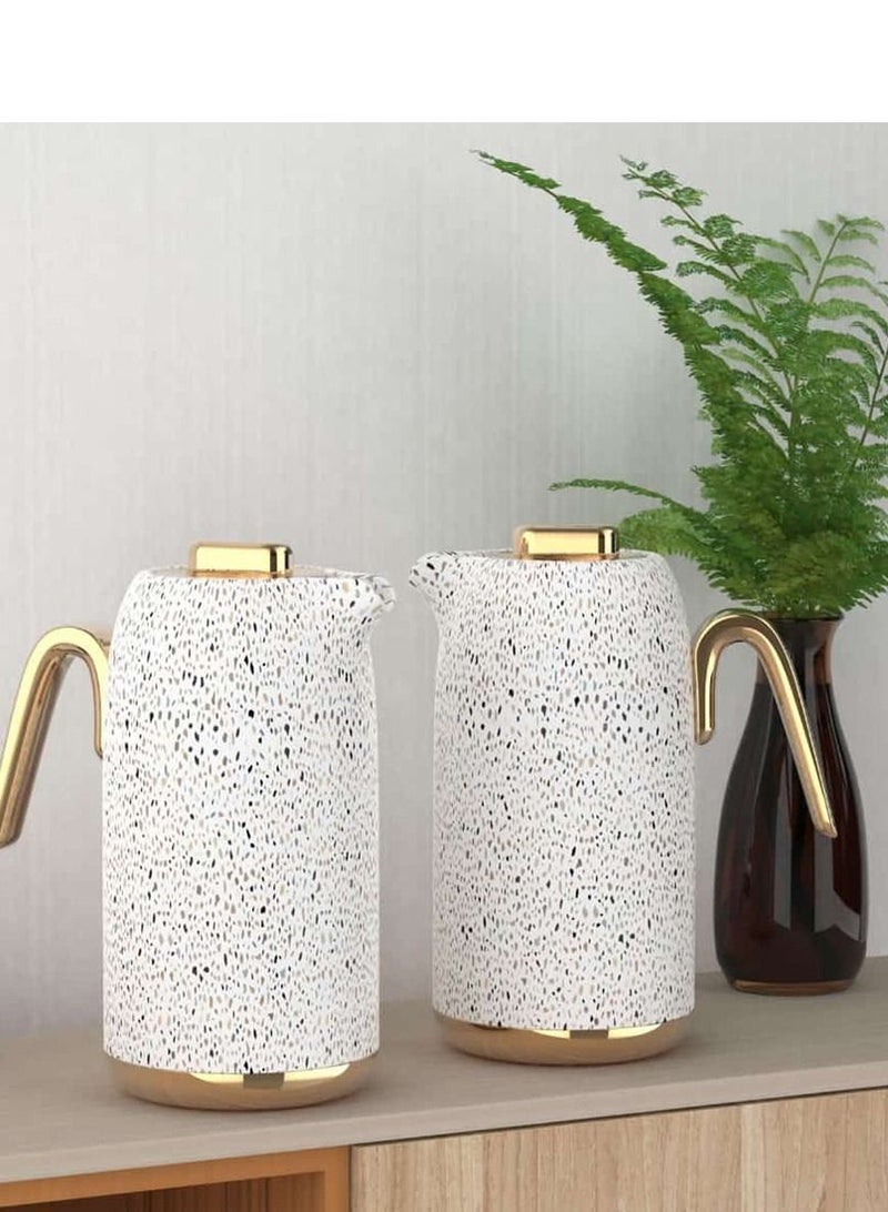 MARS Q Thermos set for refrigerators, tea and coffee, white / golden dotted of two pieces, with a dazzling royal touch for your home. - Image 2