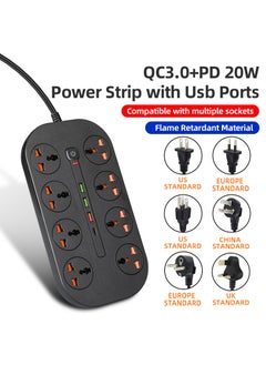 GULFLINK 2 Meter Cable With 8 Power Socket 3 Usb Ports 1 Type-c Ports Power Strip  - Image 2