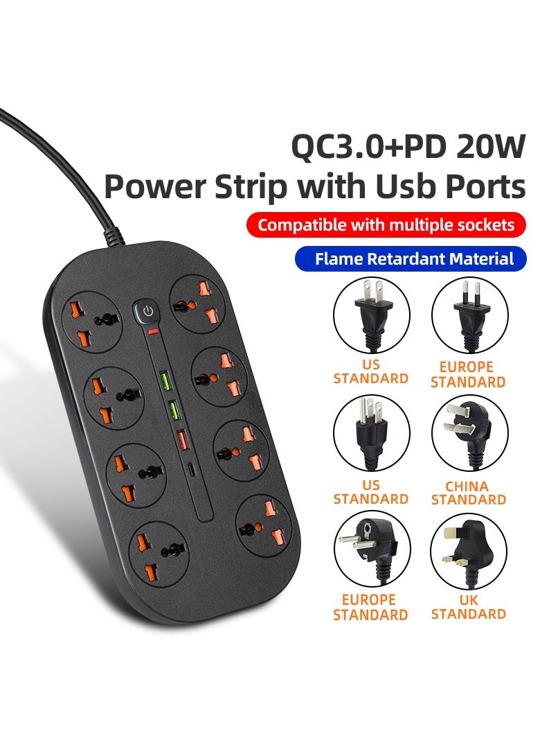 GULFLINK 2 Meter Cable With 8 Power Socket 3 Usb Ports 1 Type-c Ports Power Strip  - Image 2