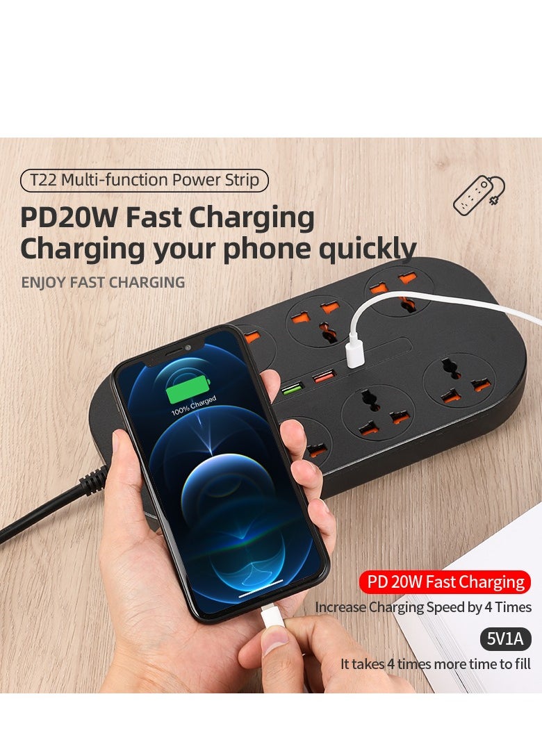 GULFLINK 2 Meter Cable With 8 Power Socket 3 Usb Ports 1 Type-c Ports Power Strip  - Image 3