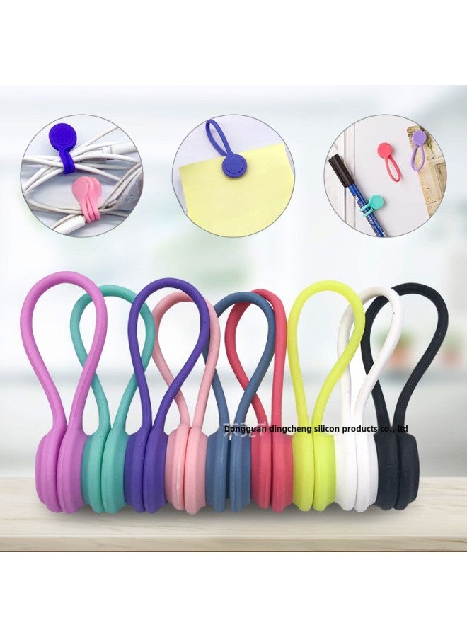 Loquat Silicone Mini Wire Organizer Creative Magnetic Cable Ties Data Cable Storage Hub Digital Computer Accessories-Color:Second Generation Long 19cm Light Pink (no Magnetic) - Image 3