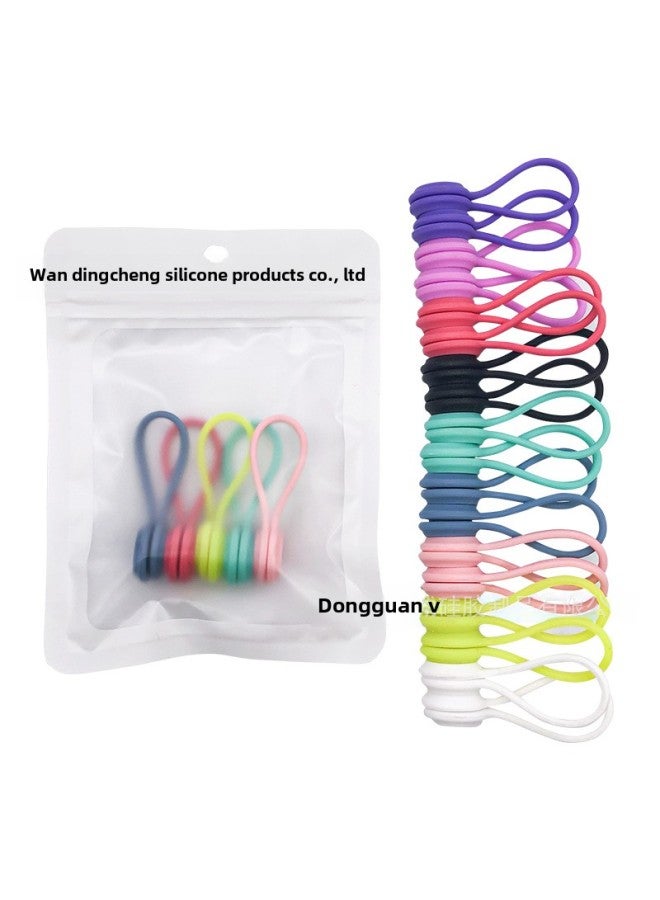 Loquat Silicone Mini Wire Organizer Creative Magnetic Cable Ties Data Cable Storage Hub Digital Computer Accessories-Color:Second Generation Long 19cm Light Pink (no Magnetic) - Image 5