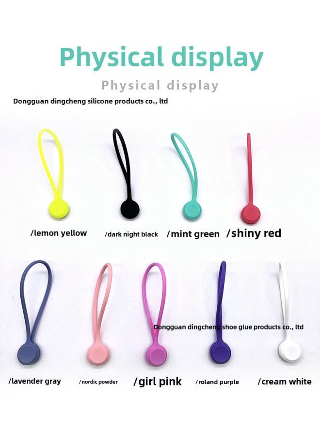 Loquat Silicone Mini Wire Organizer Creative Magnetic Cable Ties Data Cable Storage Hub Digital Computer Accessories-Color:Second Generation Long 19cm Light Pink (no Magnetic) - Image 1