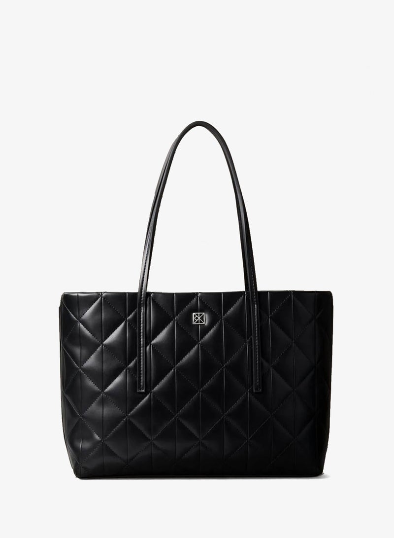 CALVIN KLEIN Quilted Emblem Logo Small Tote Bag - Image 1