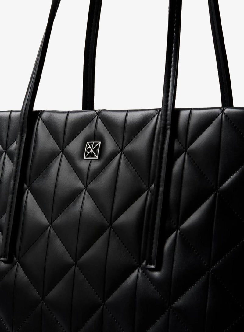 CALVIN KLEIN Quilted Emblem Logo Small Tote Bag - Image 4