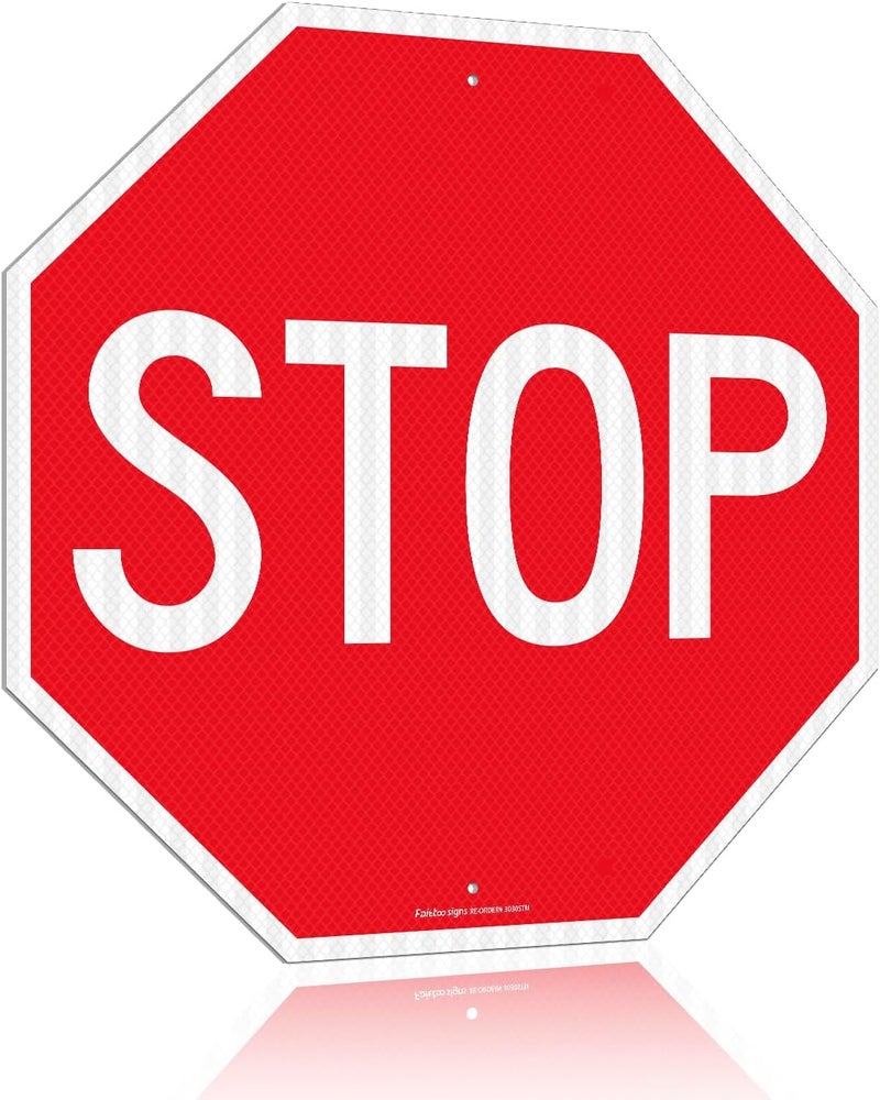 Faittoo Stop Sign, 30 x 30 Inches Octagon Engineer Grade Reflective Sheeting Street Slow Warning Signs, Rust Free Aluminum, UV Protected and Waterproof, Weather Resistant, Durable Ink - Image 1