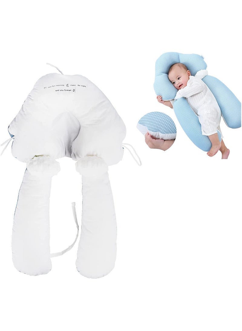 Gonice Head Shaping Pillow, Infant Anti-Startle Sleep Pillow, Removable, Drawstring Adjustable Winter and Summer Dual-Use, Suitable for Babies 0-36 Months - Blue - Image 1